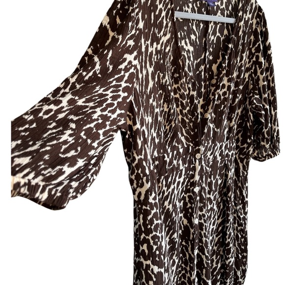 Roaman’s Animal Print Shirt Dress Women’s 22W Duster Coverup Plus Size Empire - Picture 5 of 13